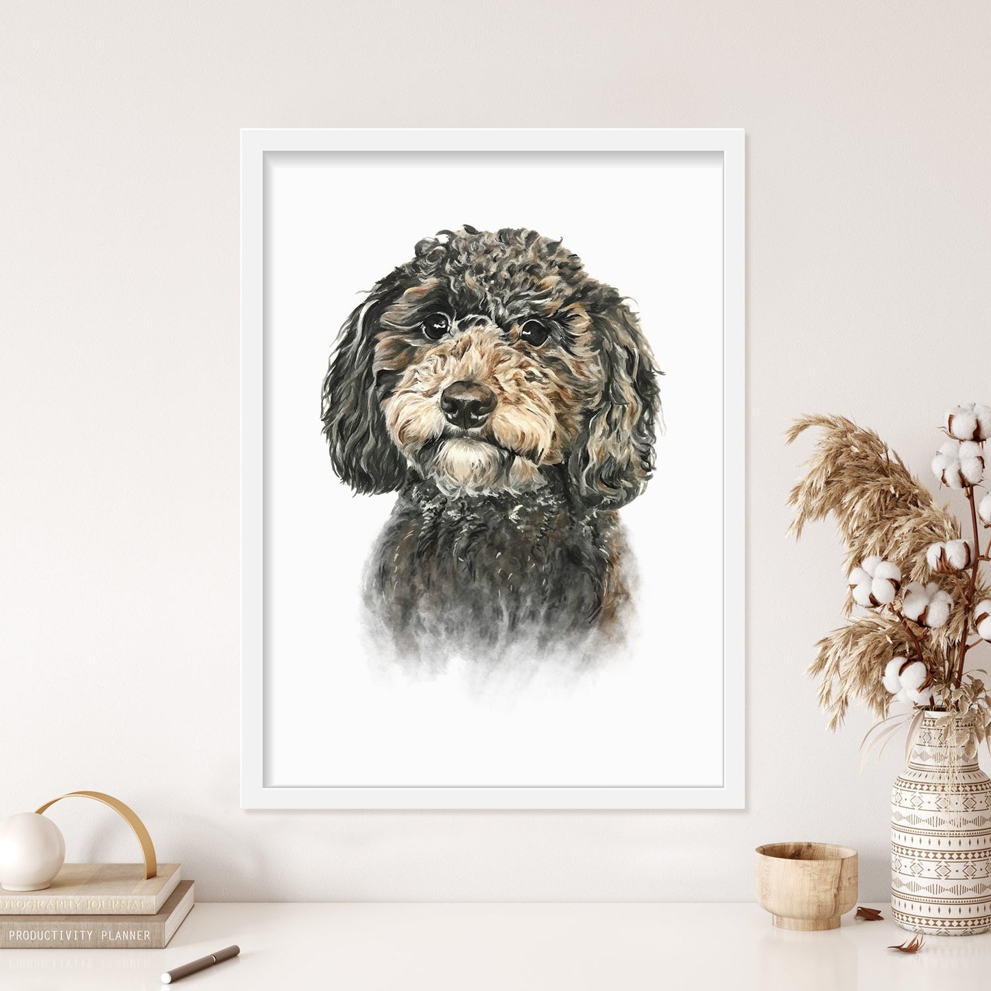 Portret Clasic de Câine Personalizat, Realizat După Fotografie, 100% Pictură Manuală Autentică în Acuarelă