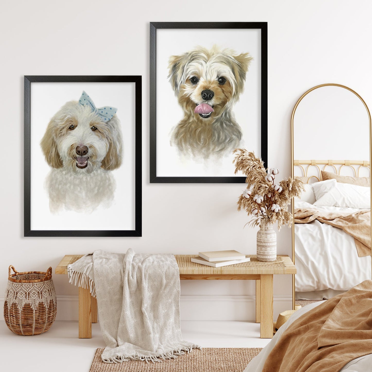 Portret Clasic de Câine Personalizat, Realizat După Fotografie, 100% Pictură Manuală Autentică în Acuarelă