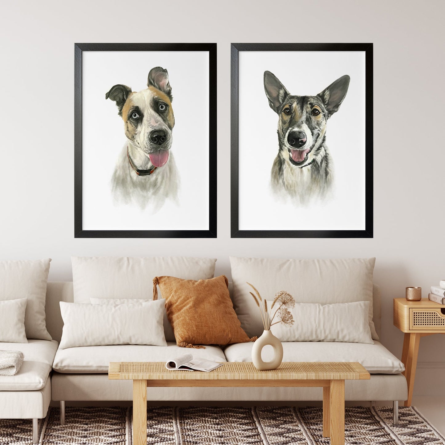 Portret Clasic de Câine Personalizat, Realizat După Fotografie, 100% Pictură Manuală Autentică în Acuarelă