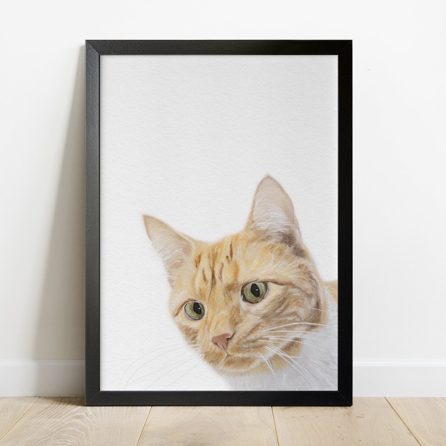 Portret Personalizat de Pisică din Fotografie 100% Pictură Manuală în Acuarelă