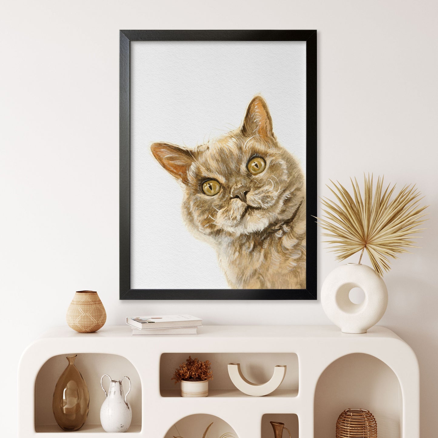 Portret Personalizat de Pisică din Fotografie 100% Pictură Manuală în Acuarelă