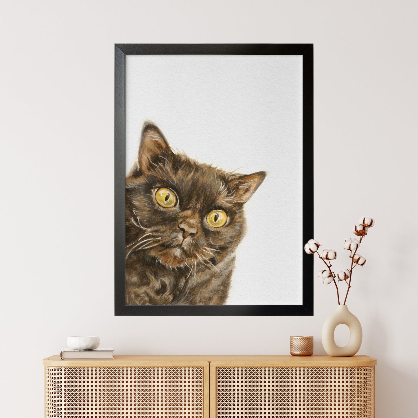 Portret Personalizat de Pisică din Fotografie 100% Pictură Manuală în Acuarelă