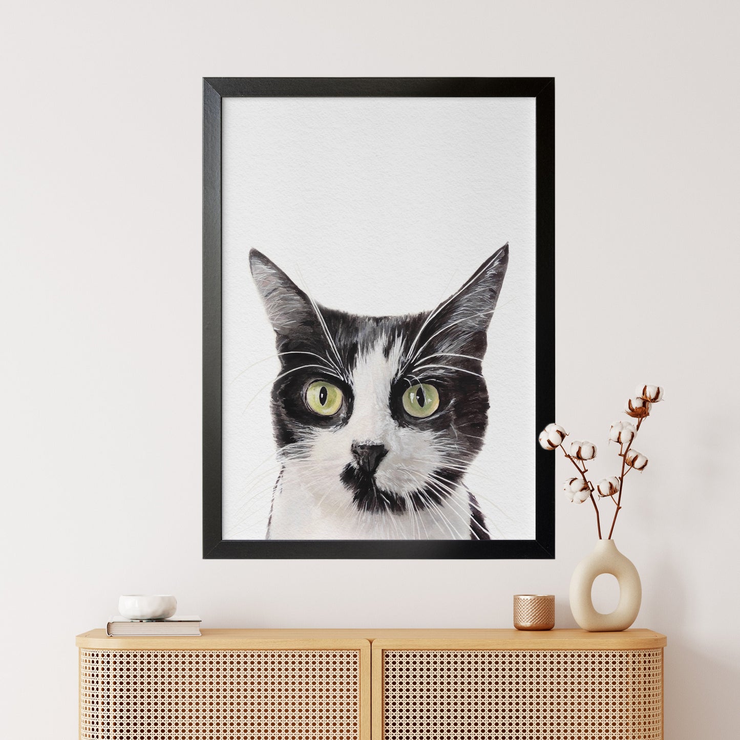 Portret Personalizat de Pisică din Fotografie 100% Pictură Manuală în Acuarelă