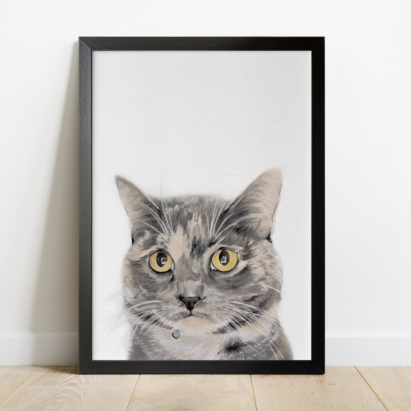 Portret Personalizat de Pisică din Fotografie 100% Pictură Manuală în Acuarelă