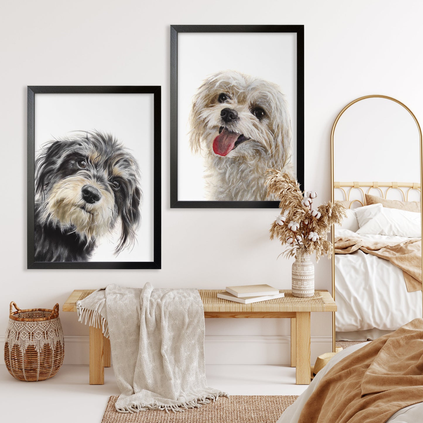 Portret Clasic de Câine Personalizat, Realizat După Fotografie, 100% Pictură Manuală Autentică în Acuarelă