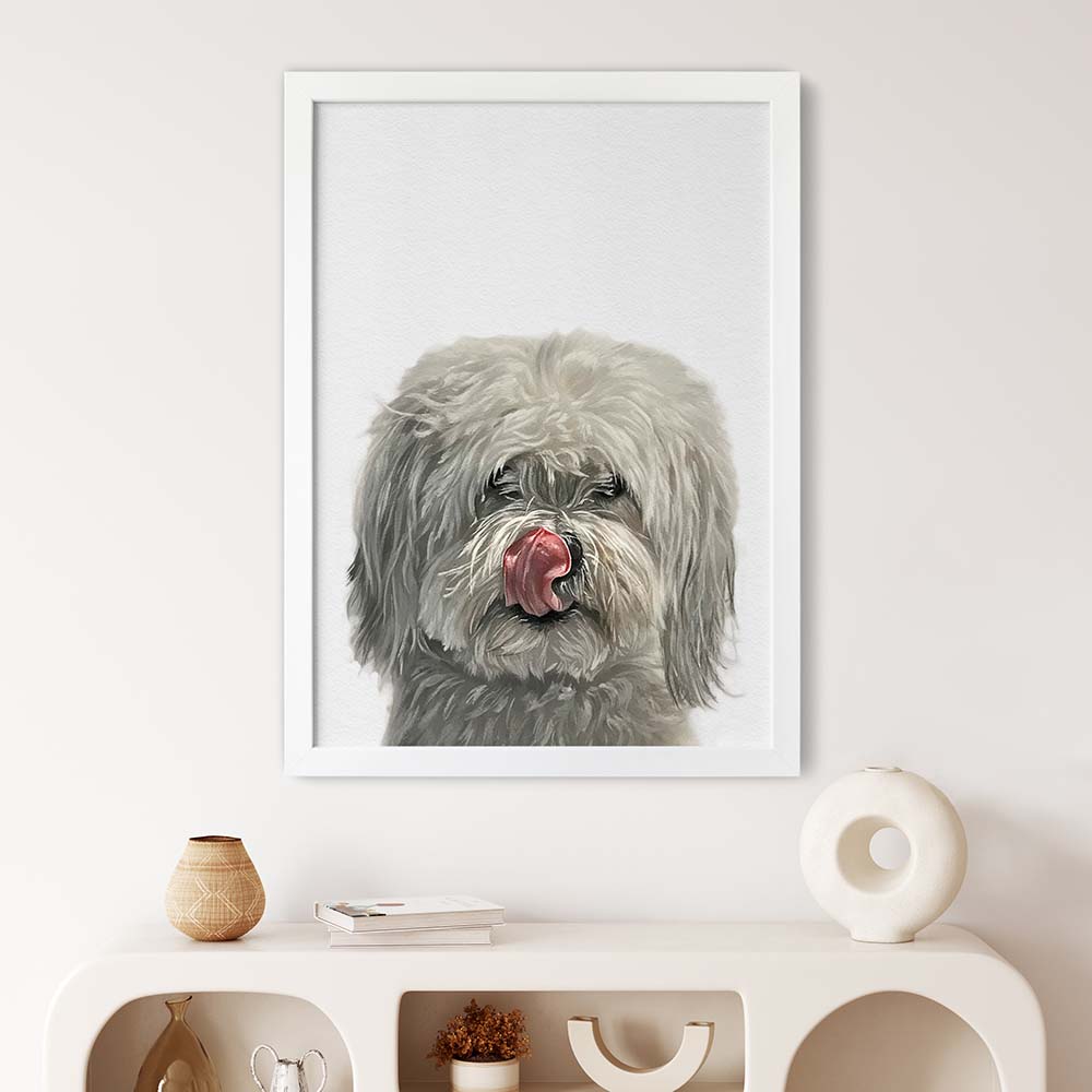 Portret Personalizat de Câine după Fotografie, 100% Pictură Manuală în Acuarelă, Peekaboo