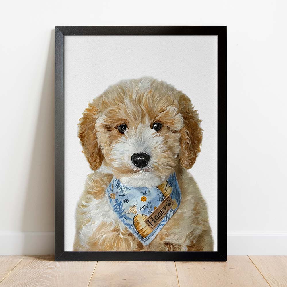 Portret Personalizat de Câine după Fotografie, 100% Pictură Manuală în Acuarelă, Peekaboo