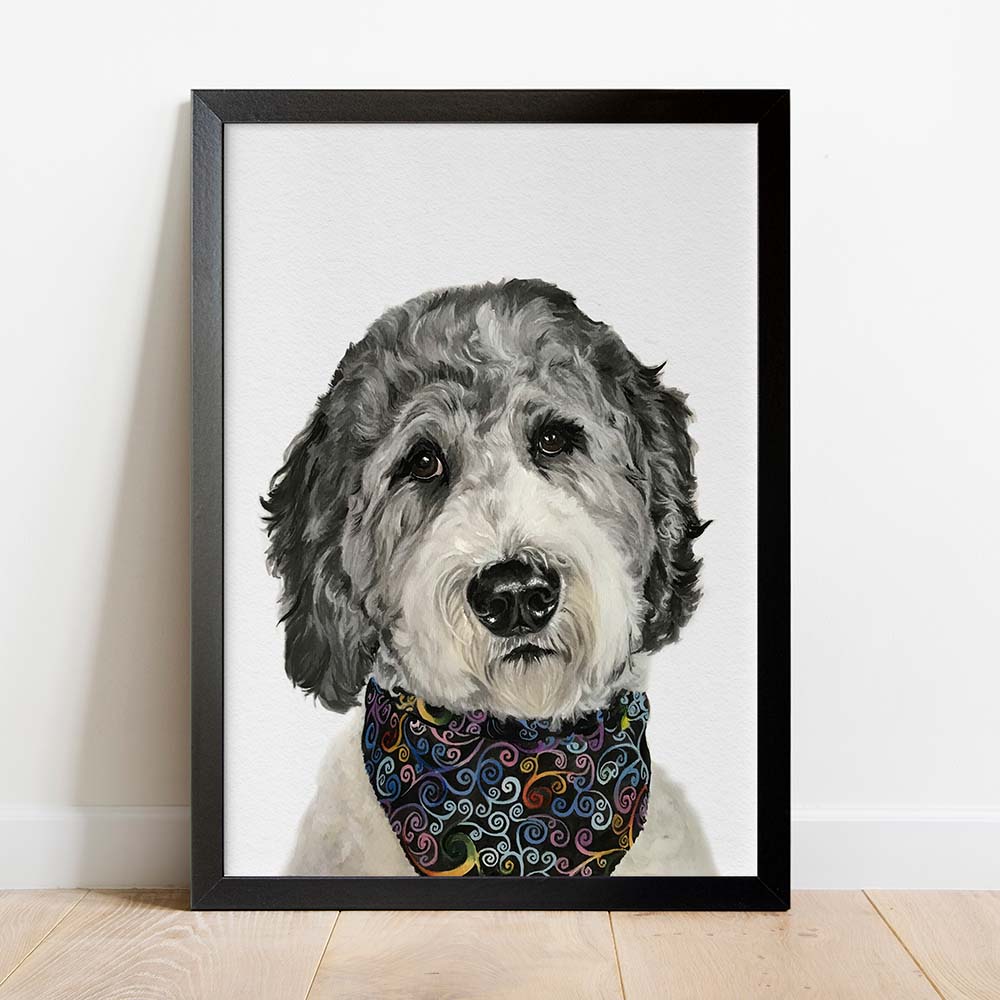 Portret Personalizat de Câine după Fotografie, 100% Pictură Manuală în Acuarelă, Peekaboo