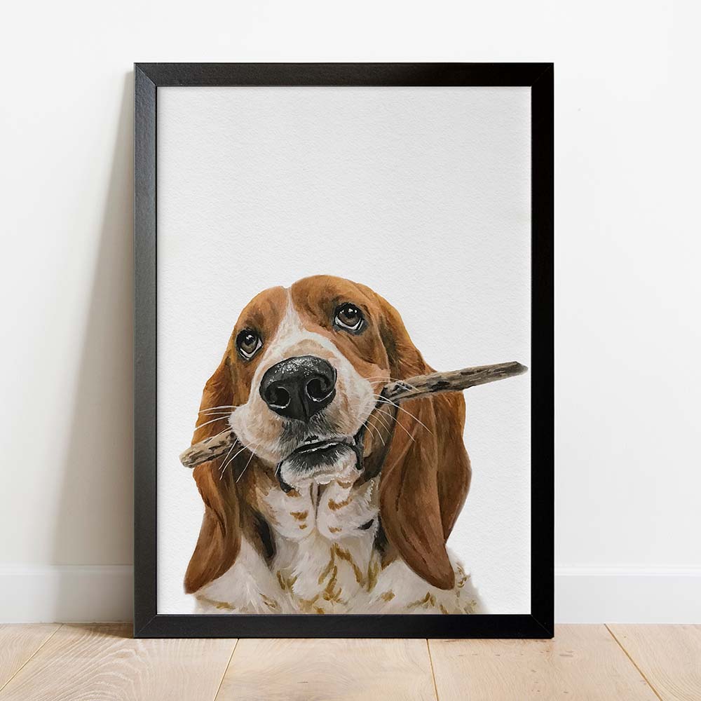 Portret Personalizat de Câine după Fotografie, 100% Pictură Manuală în Acuarelă, Peekaboo