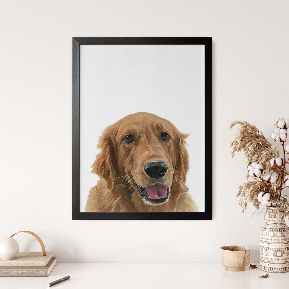 Portret Personalizat de Câine după Fotografie, 100% Pictură Manuală în Acuarelă, Peekaboo