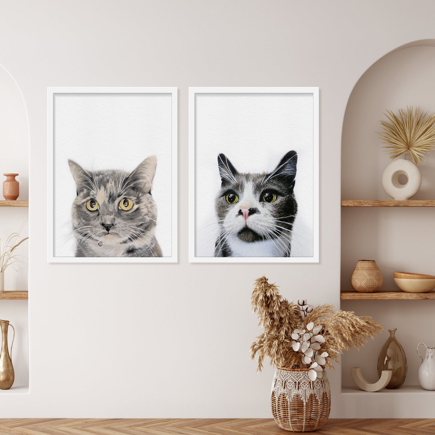 Portret Personalizat de Pisică din Fotografie 100% Pictură Manuală în Acuarelă