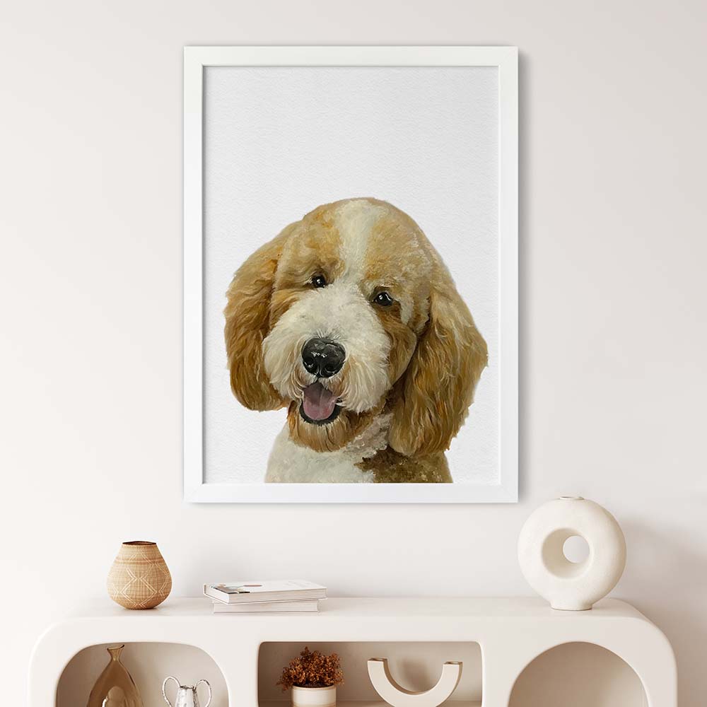 Portret Personalizat de Câine după Fotografie, 100% Pictură Manuală în Acuarelă, Peekaboo