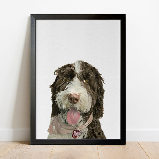 Portret Personalizat de Câine după Fotografie, 100% Pictură Manuală în Acuarelă, Peekaboo