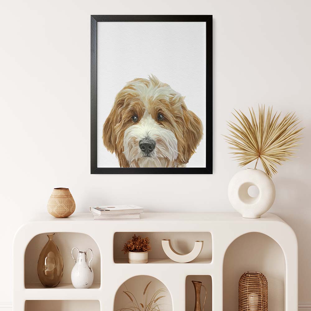 Portret Personalizat de Câine după Fotografie, 100% Pictură Manuală în Acuarelă, Peekaboo